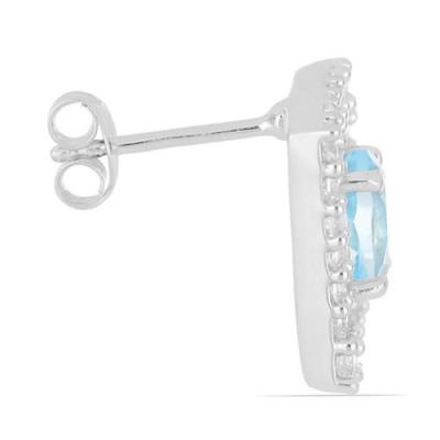 BUY 925 STERLING SILVER SKY BLUE TOPAZ GEMSTONE HALO EARRINGS